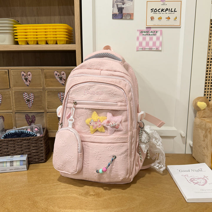 Decorative Floral-Embossed Backpack Kalsten