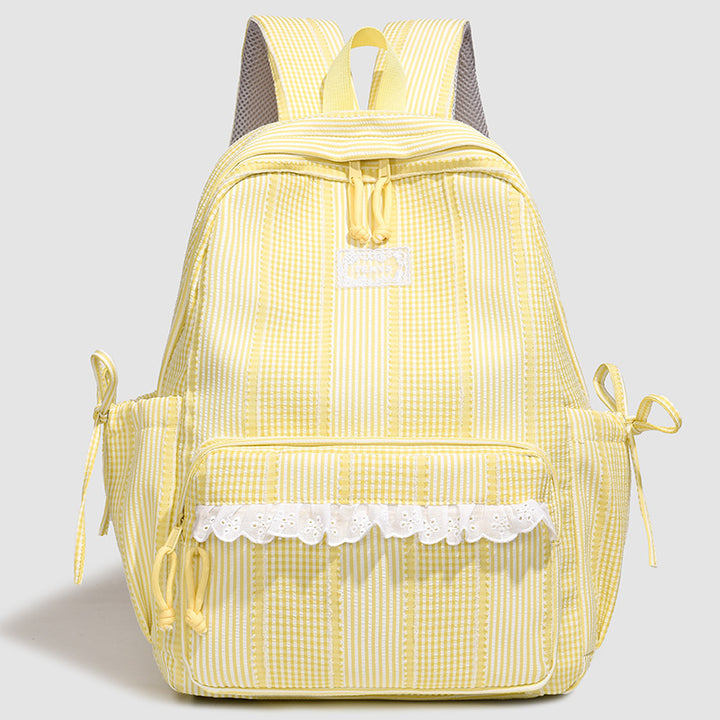 Stylish Striped Backpack with Lace Trim Kalsten