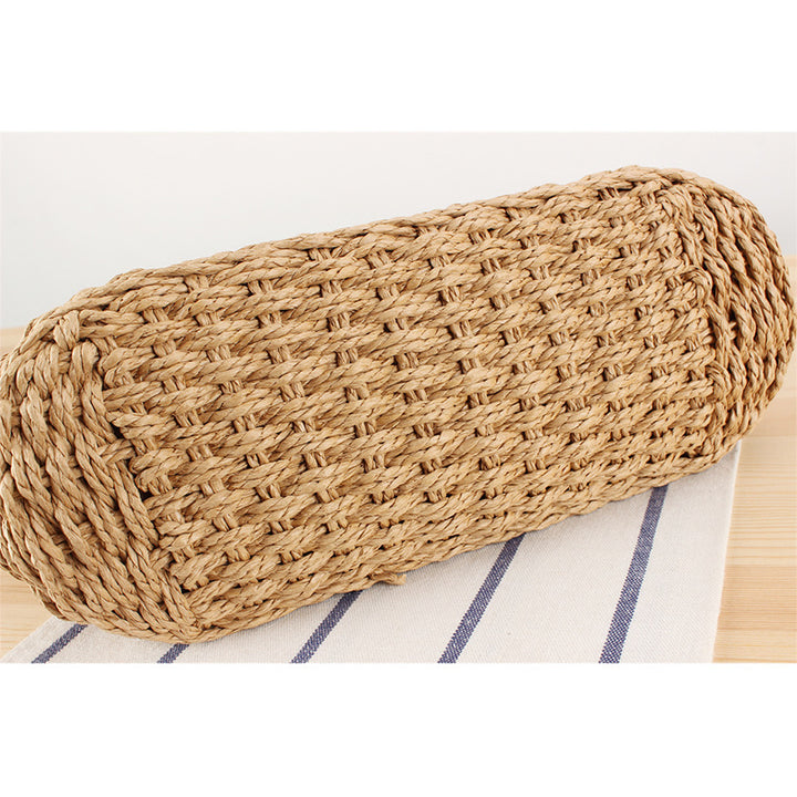 Handbag Made of Handwoven Straw with Elegant Faux Leather Handles Kalsten