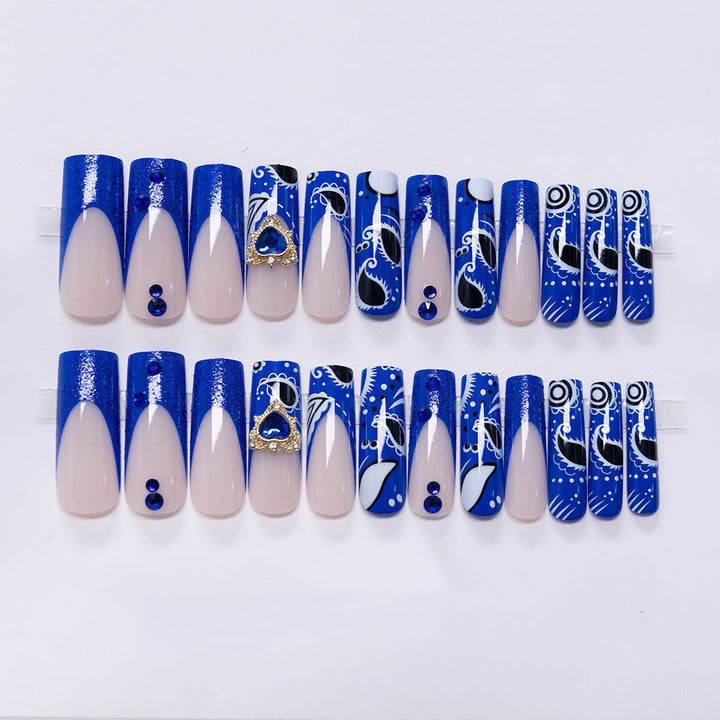 Decorative Press-On Nail Art with Unique Patterns