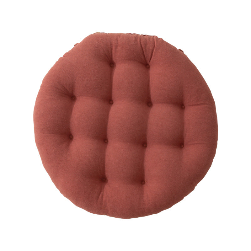 Round seat cushion with quilted tufted look and extra soft padding