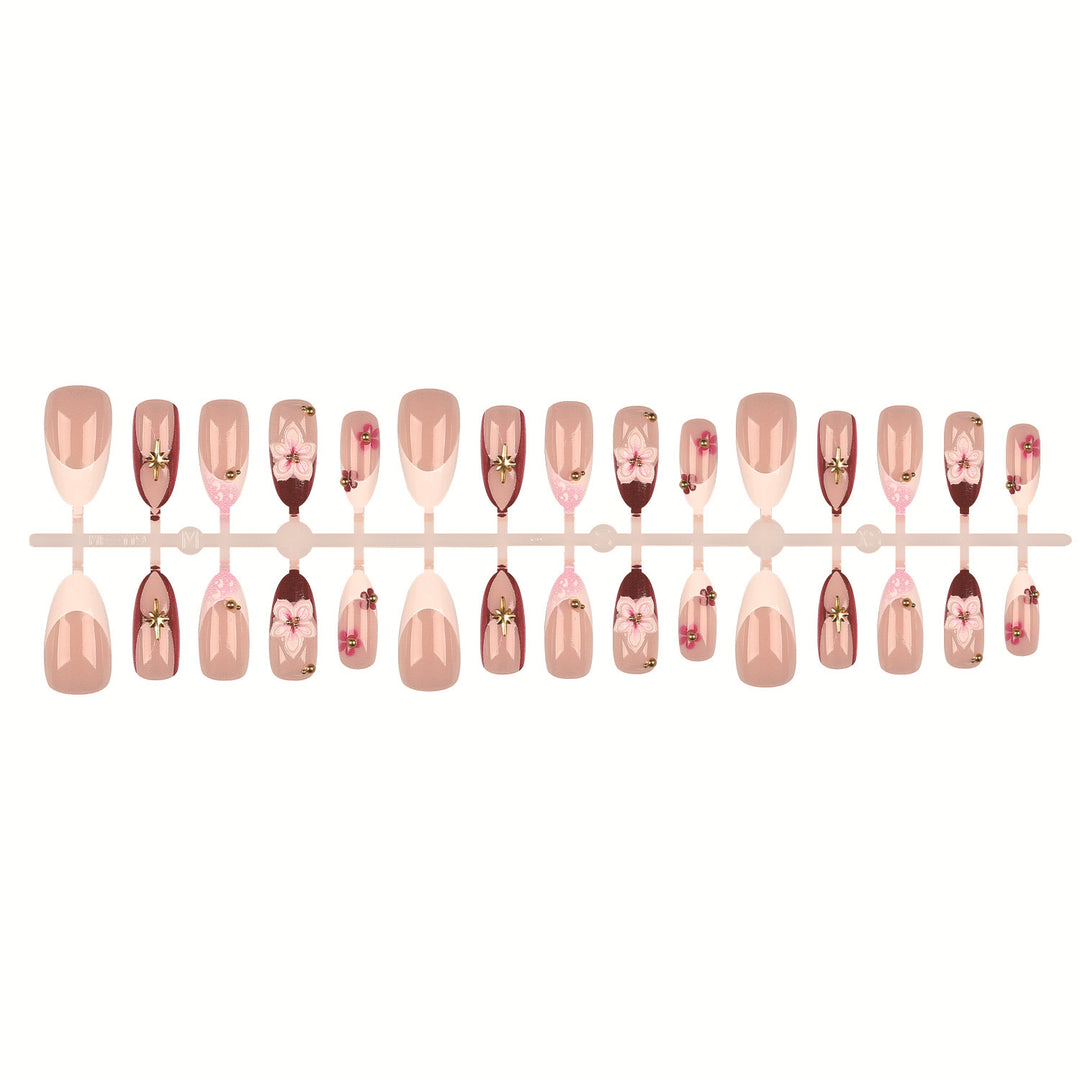 Artistic Floral Design Press-On Nail Set