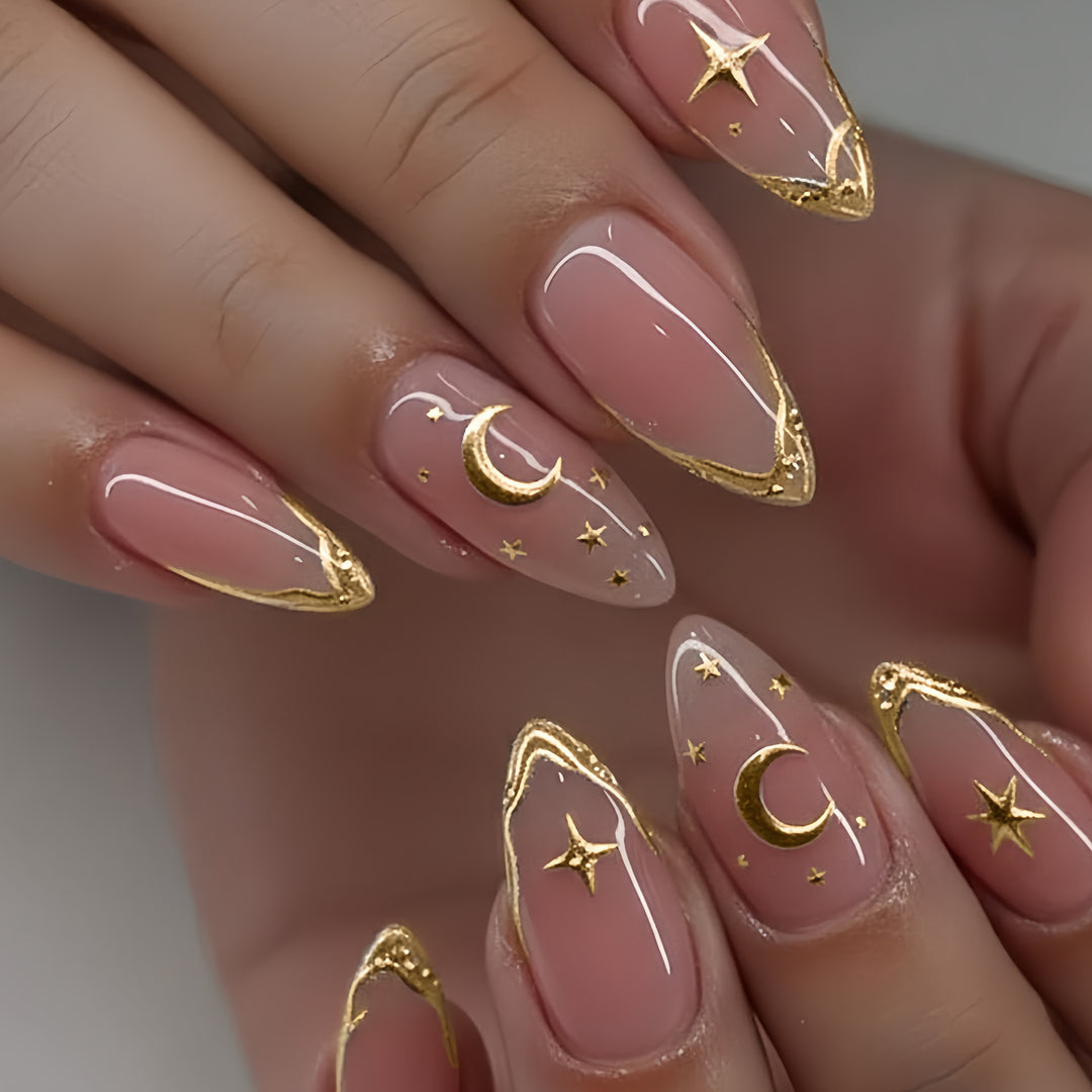 Artificial nails with moon and star design Kalsten
