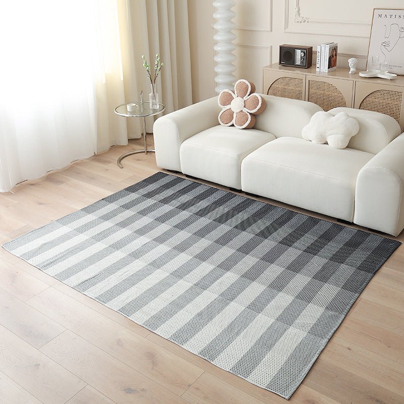 Large area living room rug check pattern, flat woven