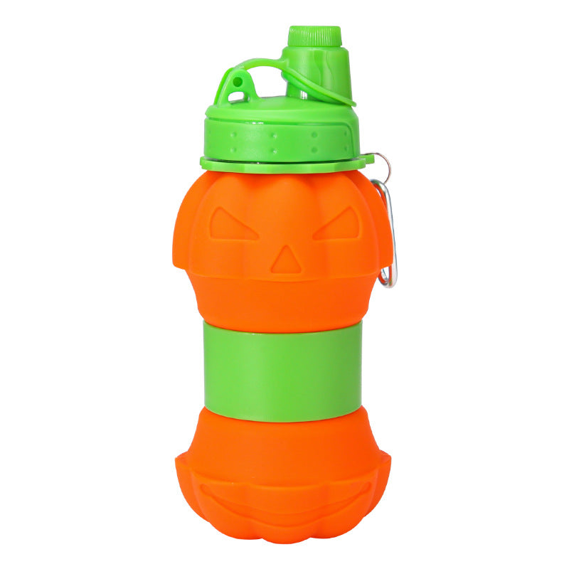 Women's Folding Water Bottle with Halloween Pumpkin Design Kalsten