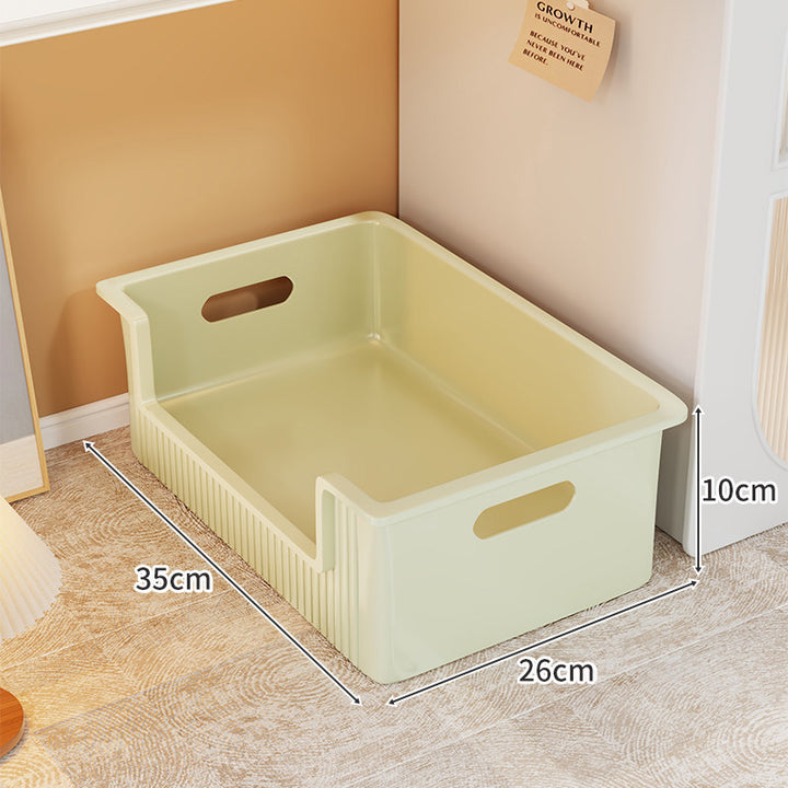 Low-Profile Under-Bed Plastic Open-Front Storage Drawer with Cutout Handles
