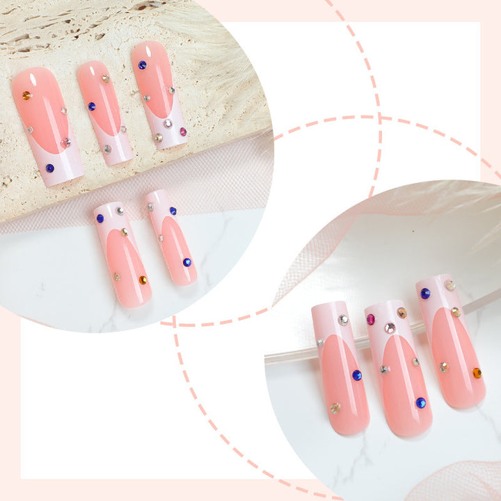 Glamorous Press-On Nail Art Set with Decorative Gems