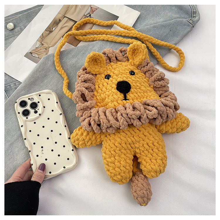 Lion-Themed Plush Crossbody Bag