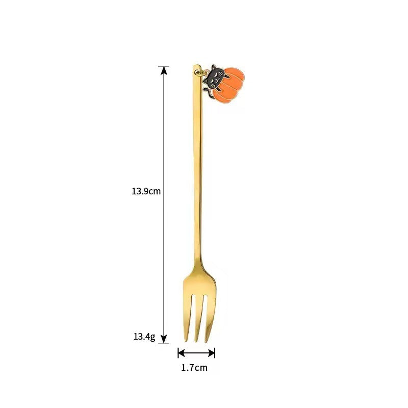 Long Bar Spoon Cocktail Stirring Spoon made of Stainless Steel with Halloween Ghost Design