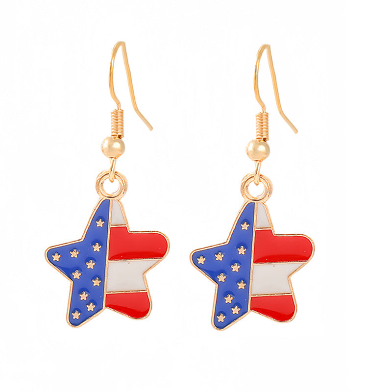Ladies enamel earrings horseshoe with star stripe motif Kalsten