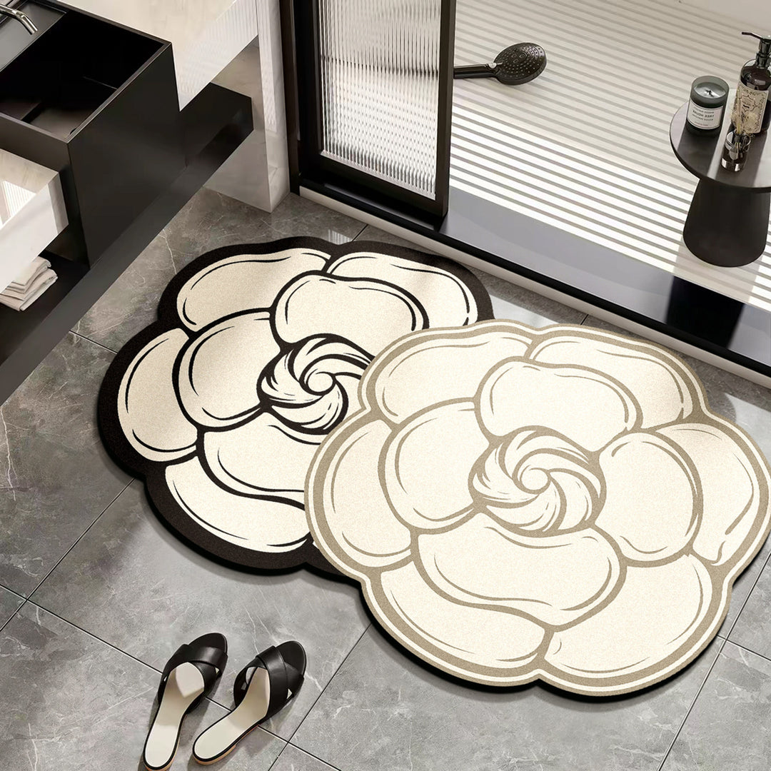 Elegant Floral Design Bath Mat for Bathrooms