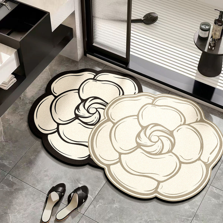 Elegant Floral Design Bath Mat for Bathrooms