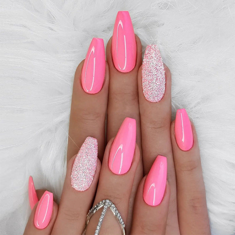 Elegant Stiletto Press-On Nail Art with Rhinestone Accents Kalsten