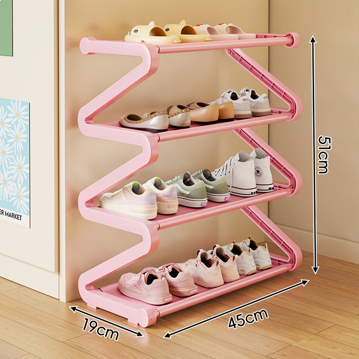 Compact Z-Shaped Multi-Tier Space-Saving Shoe Rack Organizer