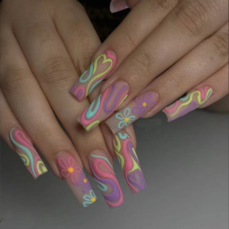 Artistic Abstract Long Press-On Nails Kalsten