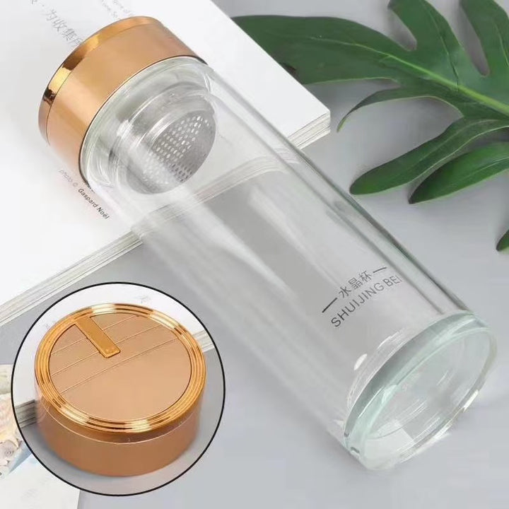 Women High-Quality Tea Glass Bottle with Integrated Stainless Steel Strainer Kalsten