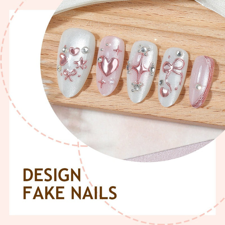Artificial nail set with glitter and flower accents Kalsten