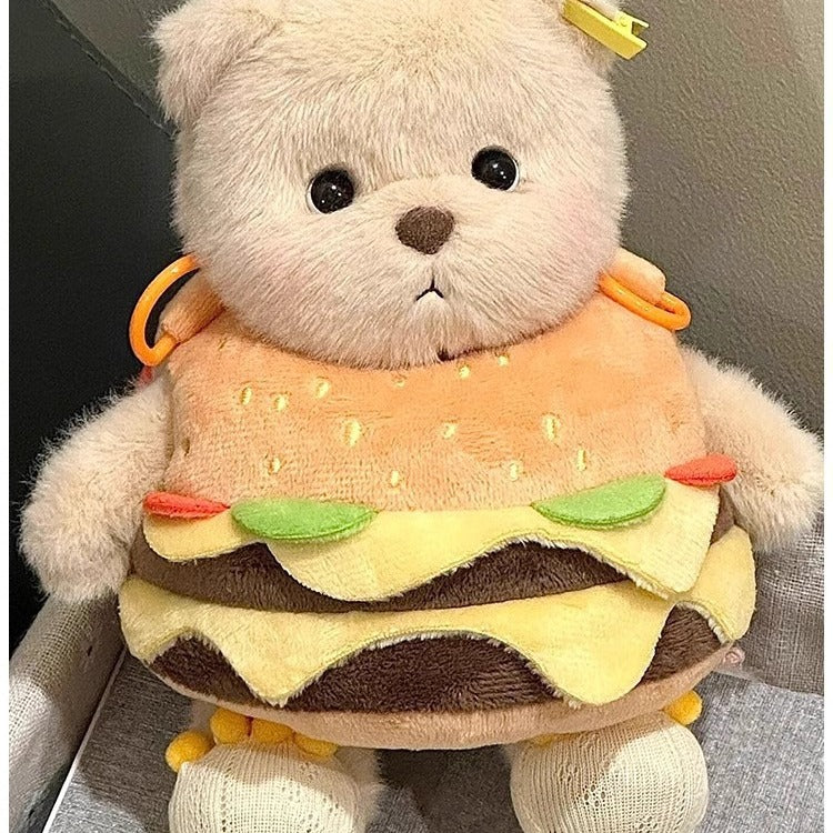 Plush Burger-Themed Teddy Bear