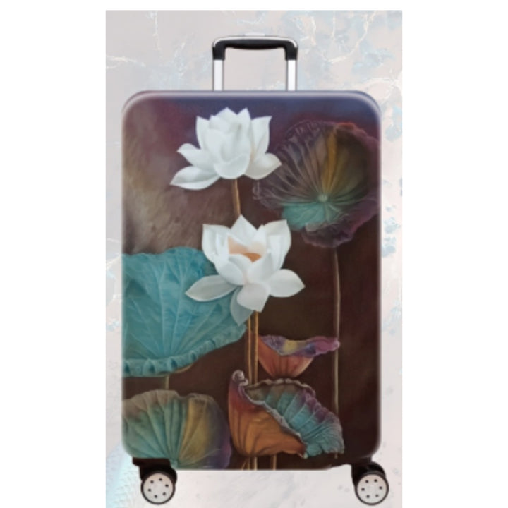 Women's Hard Shell Travel Suitcase with Elegant Lotus Design Kalsten