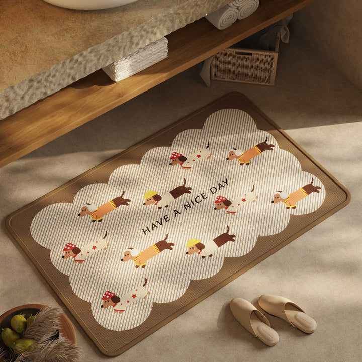 Playful Dog-Themed Bath Rug