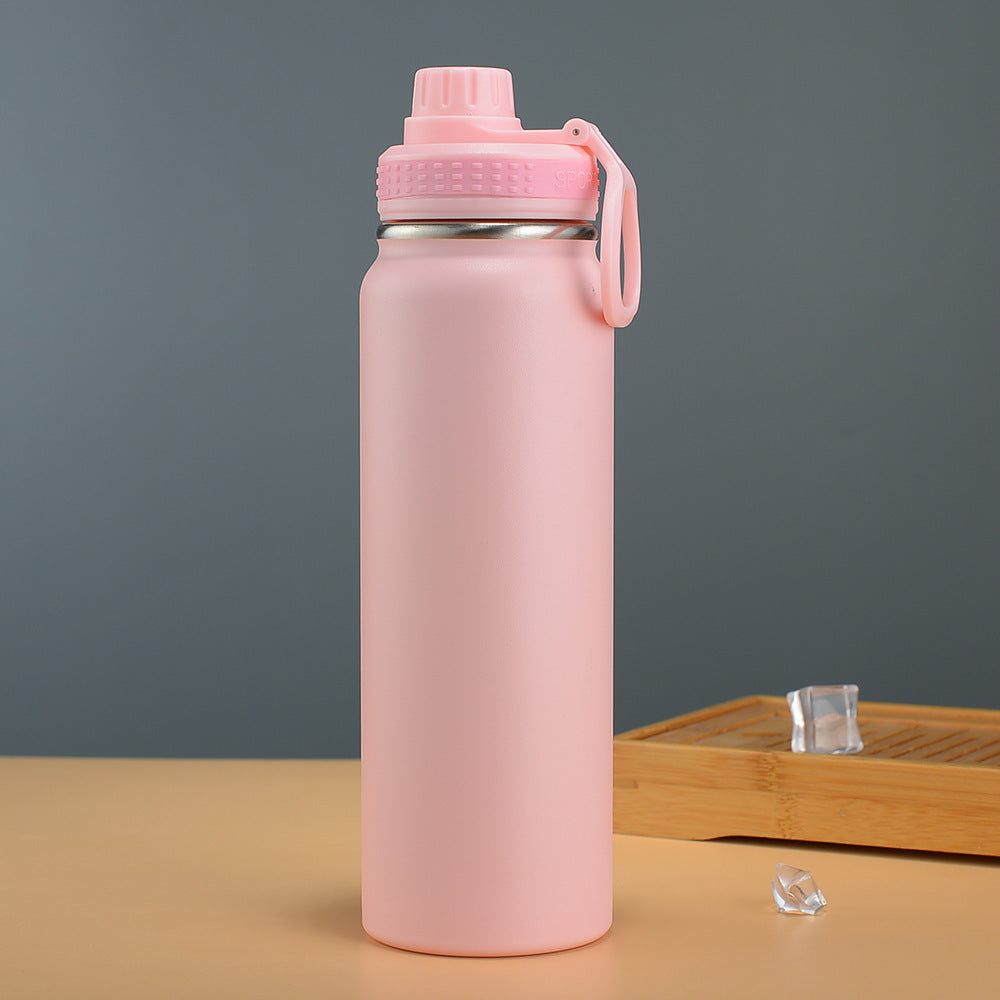 Double-Wall Vacuum Insulated Stainless Steel Wide-Mouth Water Bottle With Leakproof Screw Cap And Ergonomic Carry Handle