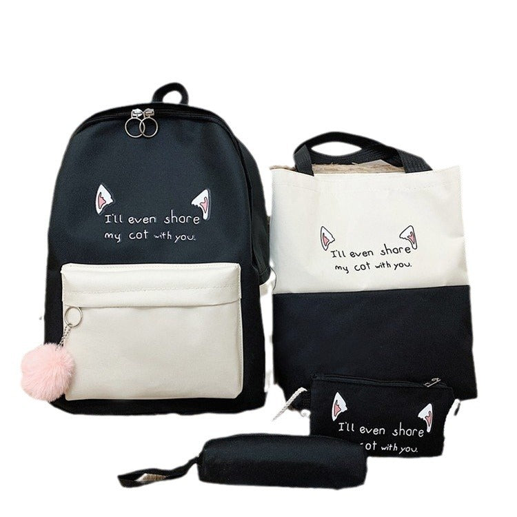 Fun-Themed Cat Print Backpack Set Kalsten
