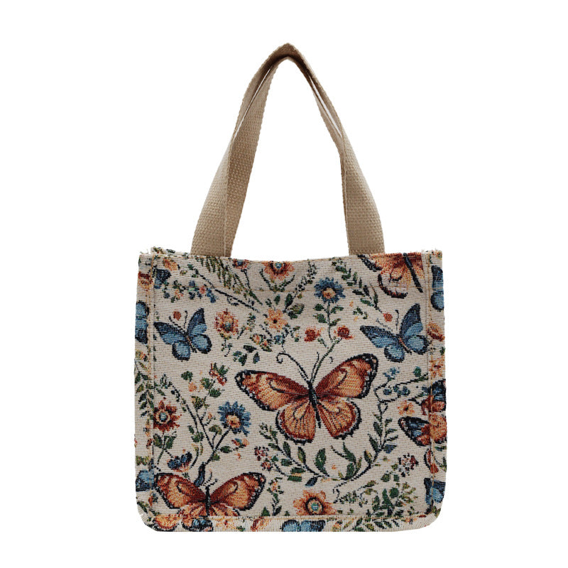 Floral Patterned Fabric Tote Bag