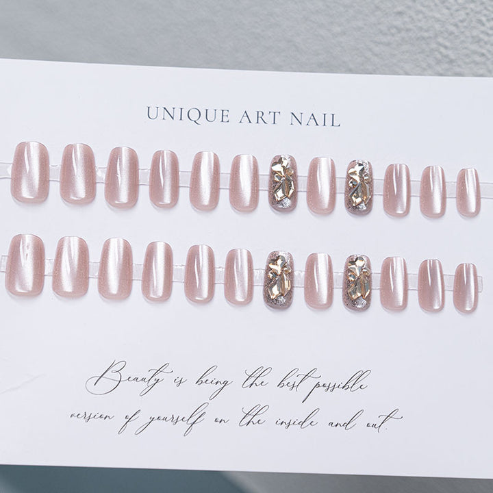 Elegant Rhinestone-Embellished Press-On Nails