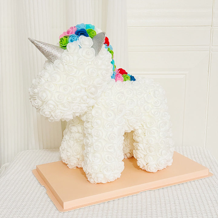 Handcrafted Rose-Foam Teddy Bear Gift Sculpture With Heart Accent