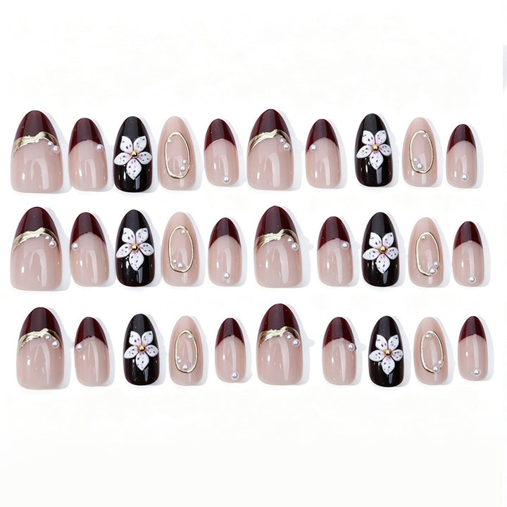 Artificial nail set with elegant flower and glitter details Kalsten