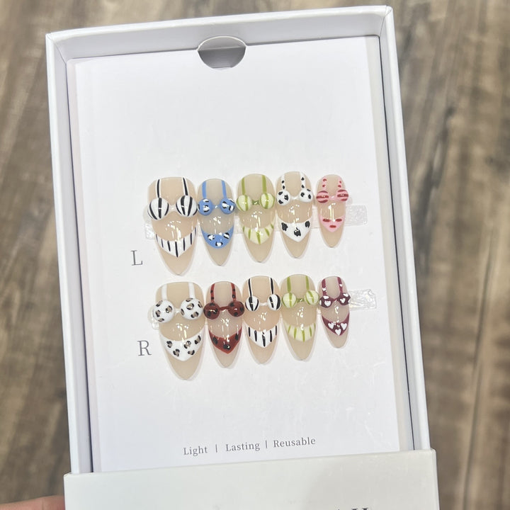 Decorative Press-On Nail Art Set with Unique Patterns Kalsten 1788223862