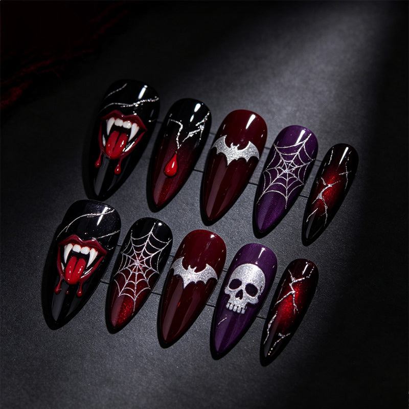 Halloween Fake Nail Set with Creepy Halloween Motifs Kalsten