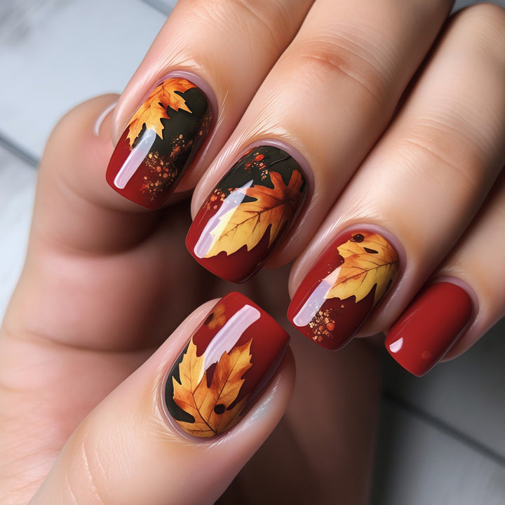 Artificial nails with autumn leaf design Kalsten