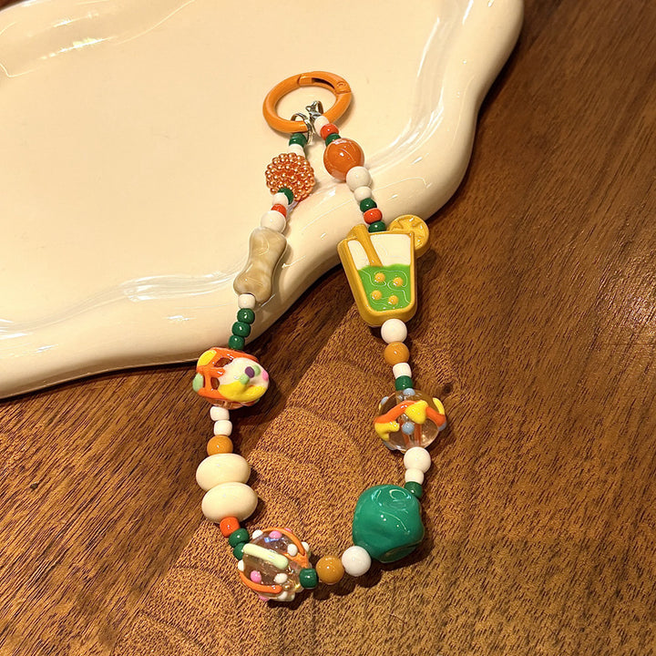 Playful Food-Themed Beaded Keychain Kalsten