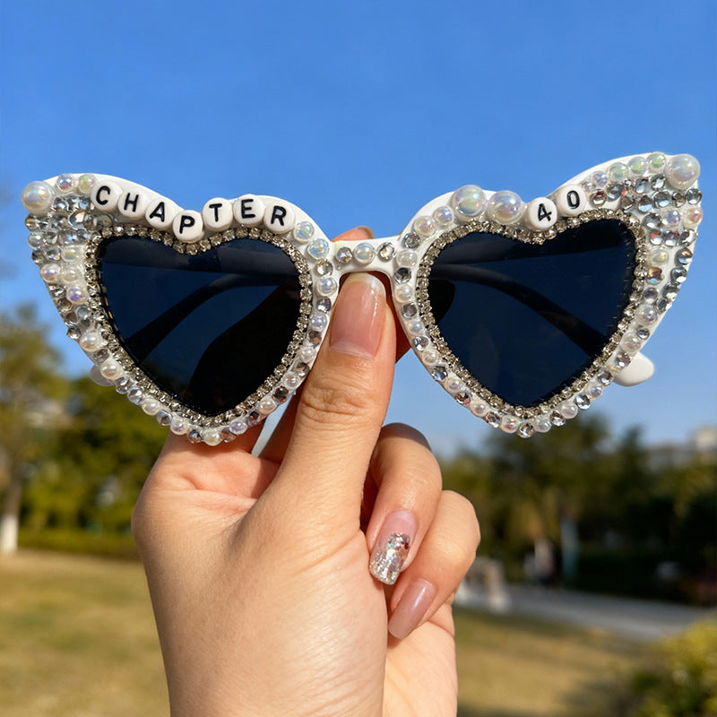 Heart-Shaped Pearl-Embellished Sunglasses Kalsten