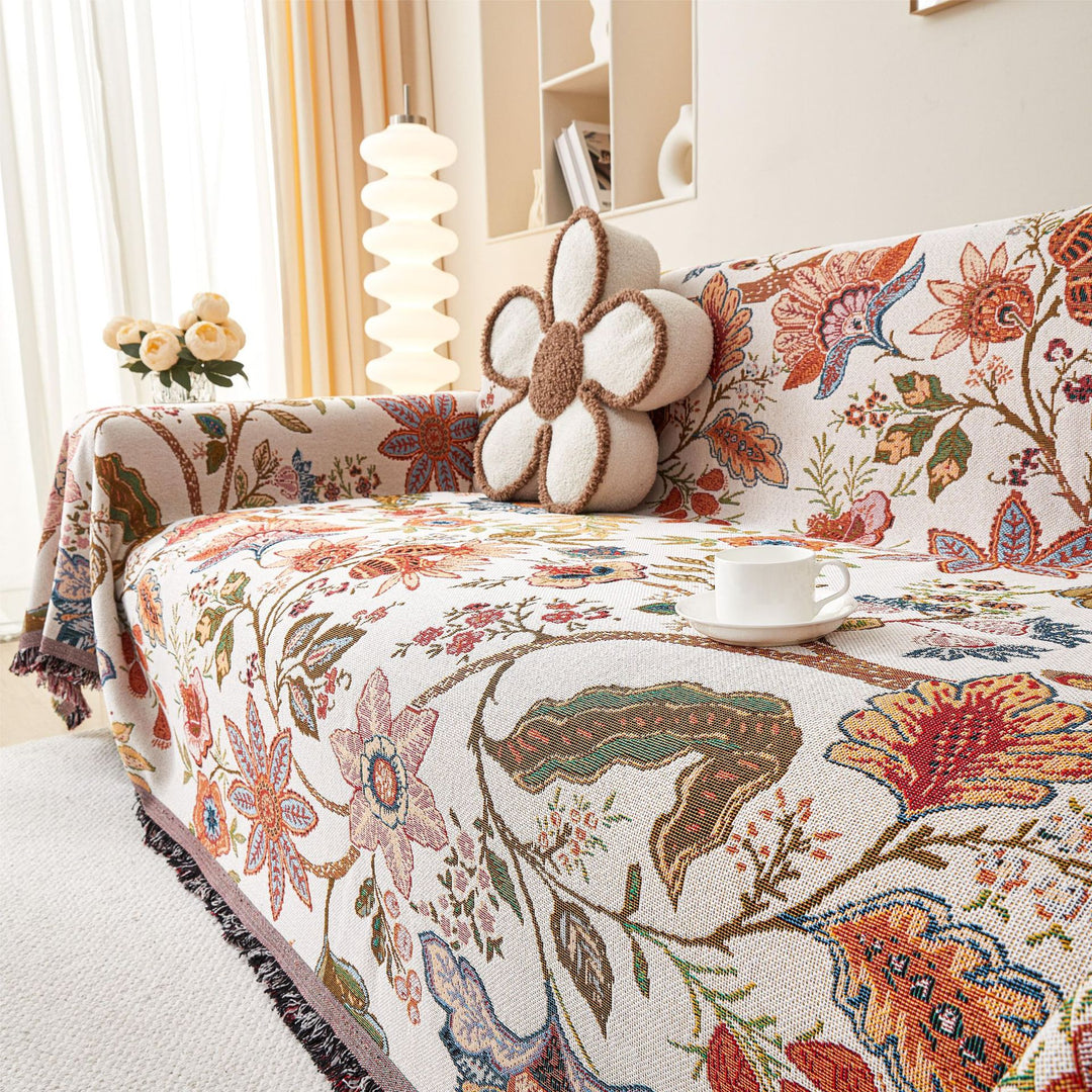 Artistic Floral Pattern Sofa Throw