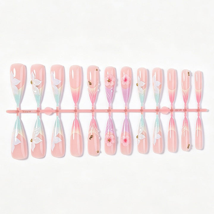 Artificial nail set with elegant flowers and delicate color gradients Kalsten