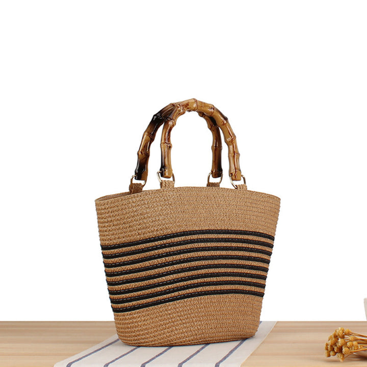 Handmade basket bag with bamboo handles Kalsten
