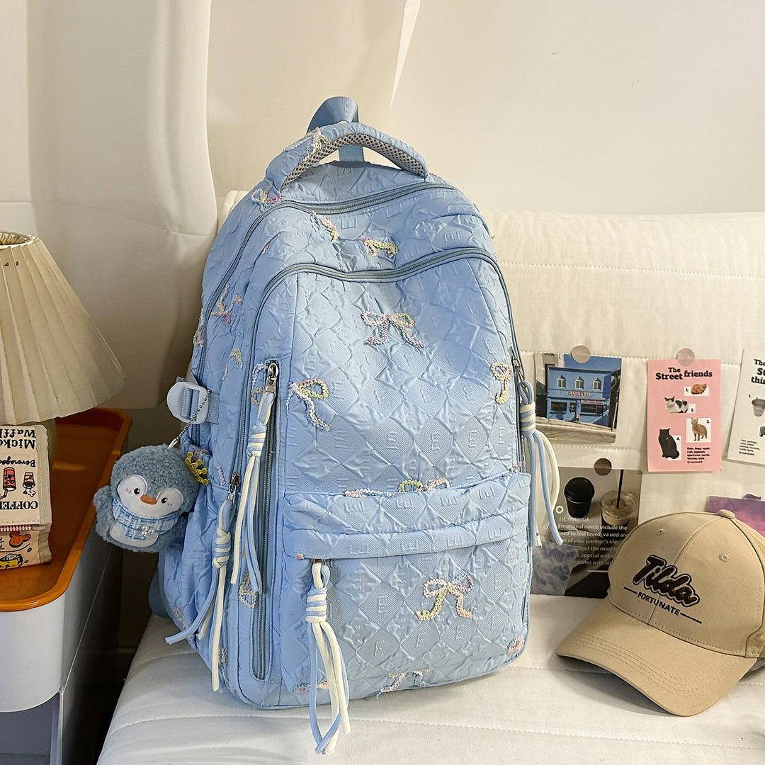 Embroidered Quilted Backpack Kalsten