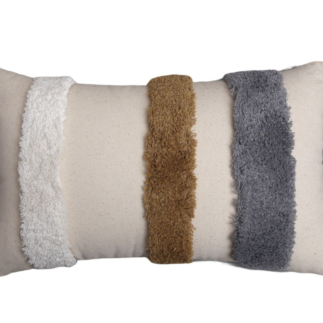 Tufted Polka Dot Textured Cotton Throw Pillow Cover with Pom-Pom Accents and Hidden Zipper