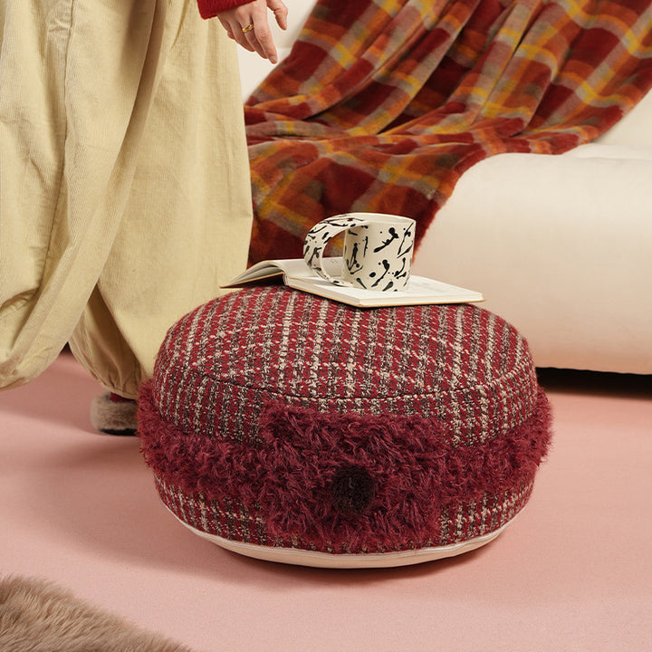 Baker Boy Cap made of tweed with teddy trim and decorative pompom