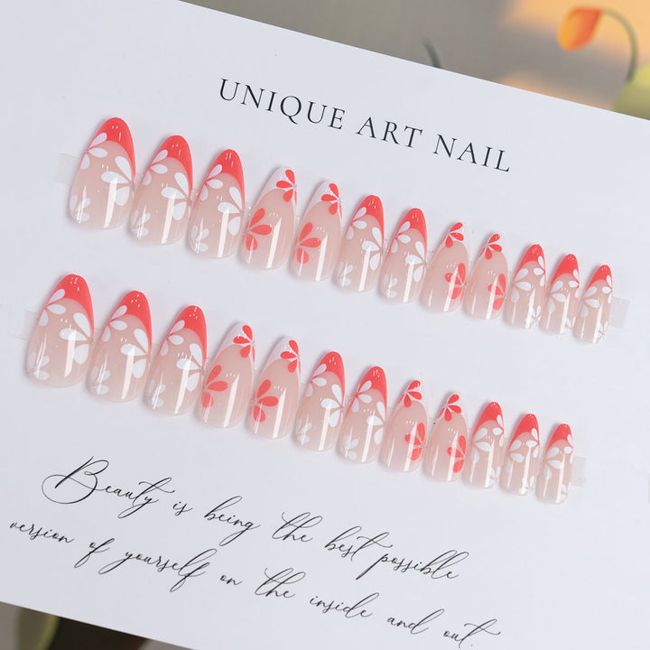Floral Accent Stiletto Press-On Nails