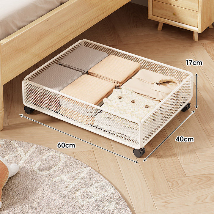 Under-Bed Rolling Mesh Storage Drawer with Locking Casters