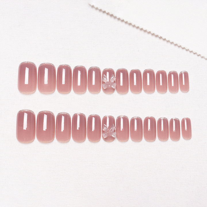 Elegant Press-On Nail Art Set with Bow Accents