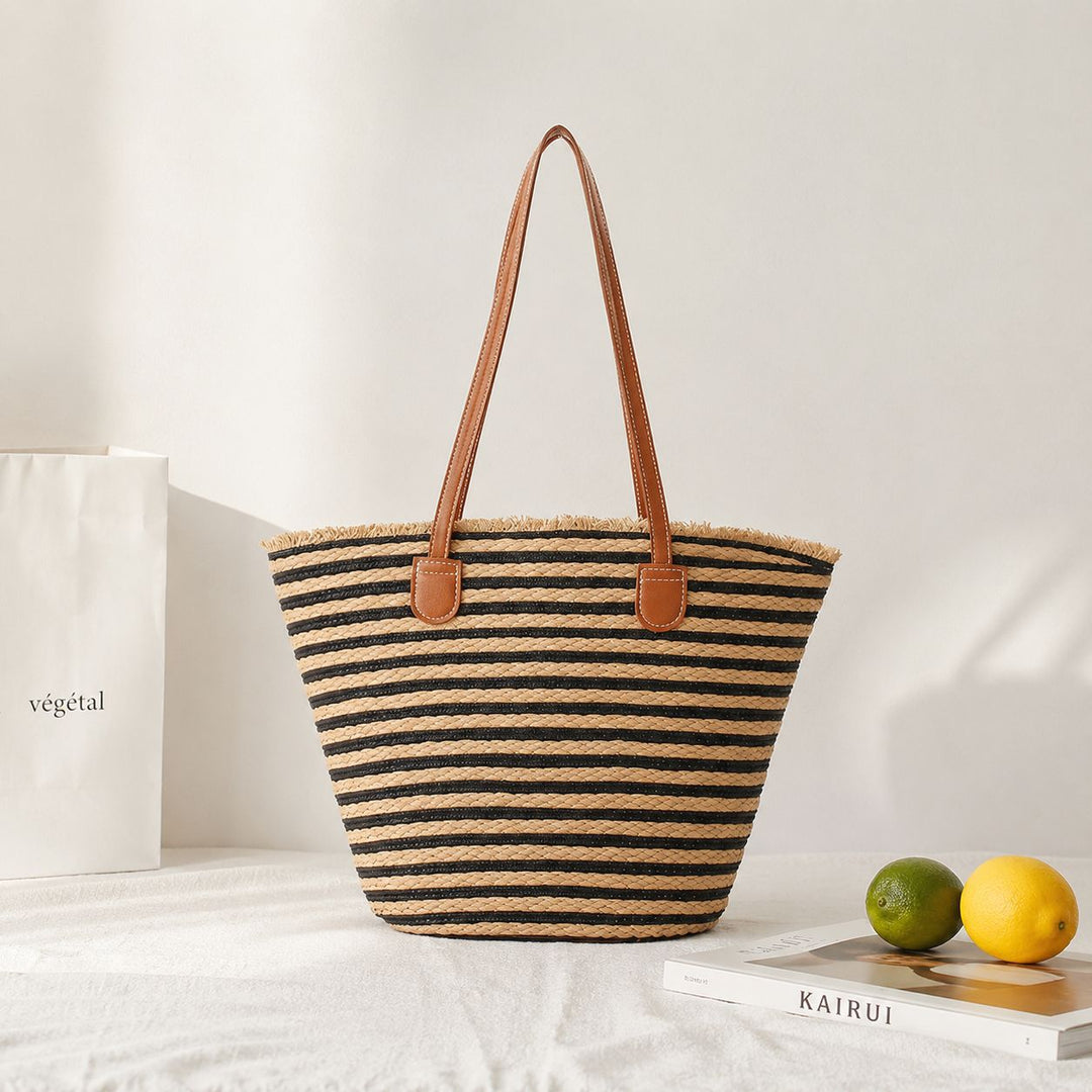 Elegant Bast shoulder bag with leather handles Kalsten