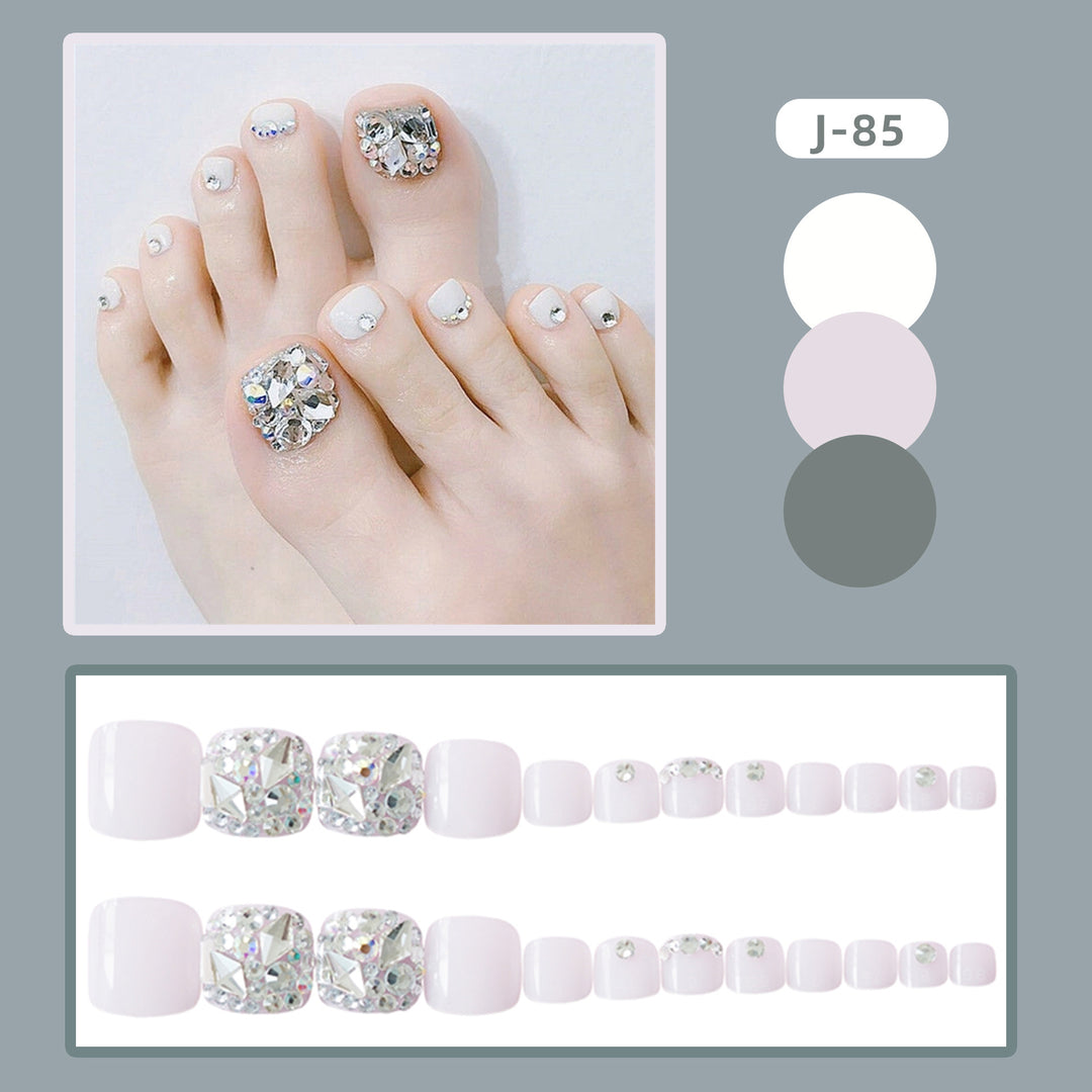 Glamorous Rhinestone-Embellished Press-On Toenails Kalsten