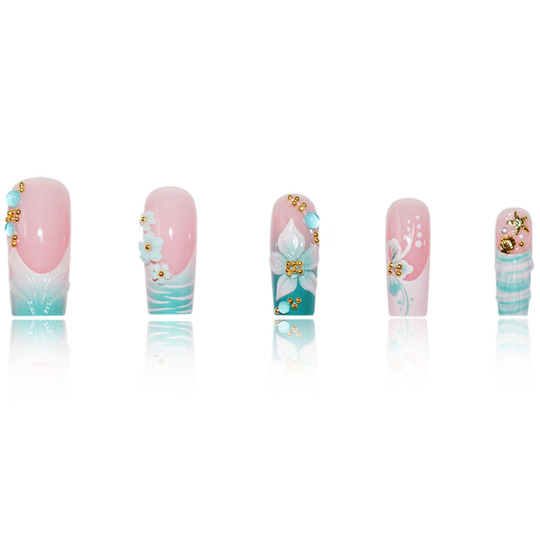 Detailed Floral Acrylic Nail Enhancements Kalsten