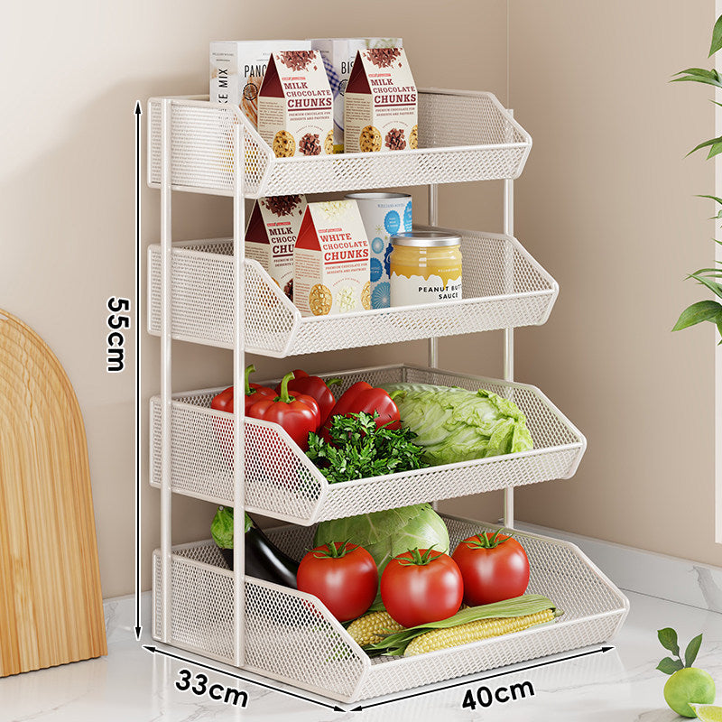 Triple-Tier Metal Mesh Countertop Produce and Pantry Organizer