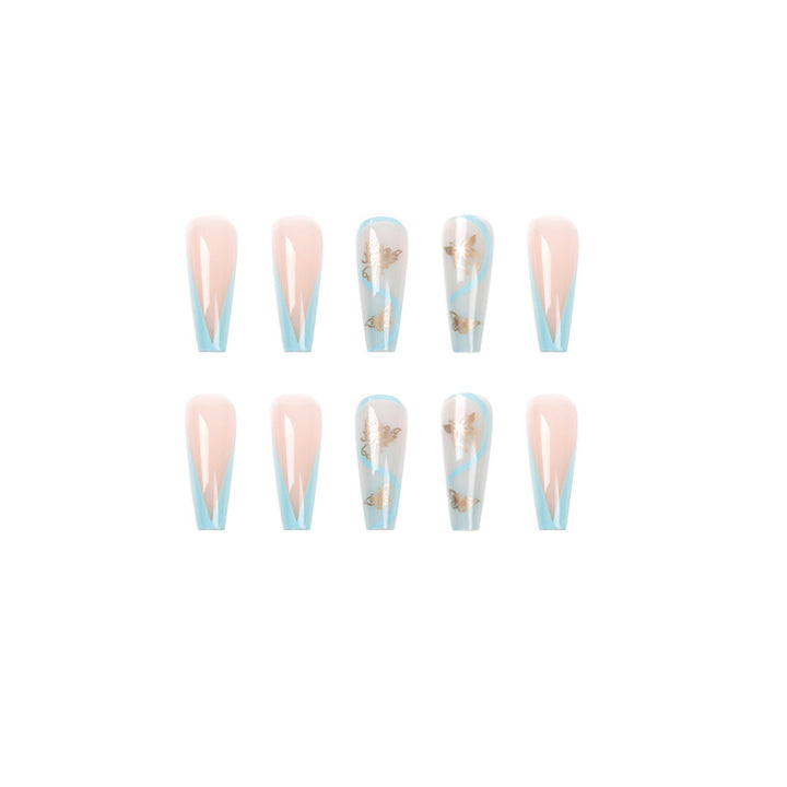 Artificial nail extensions in an elegant style with floral design Kalsten