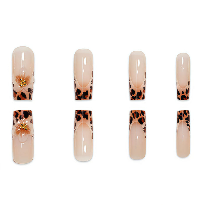 Premium Decorative Press-On Nail Art with Leopard Print Accents Kalsten